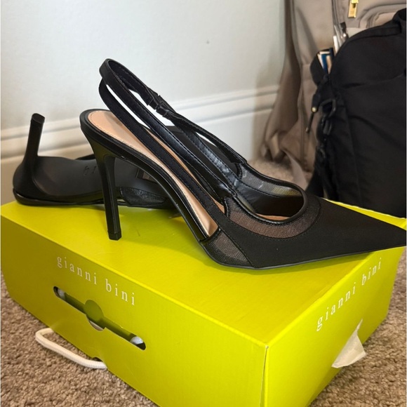 Gianni Bini Shara Neoprene Mesh Detail Slingback Pumps